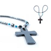 Hematite Cross Pendant Beads Stone Chain Choker Fashion Women Necklace